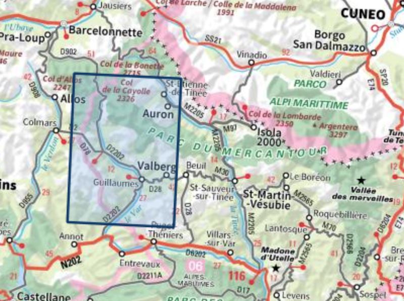 Carte TOP 25 n° 3640 ET - Haute Tinée 2, Isola 2000 (PNR du Mercantour) | IGN carte de randonnée IGN