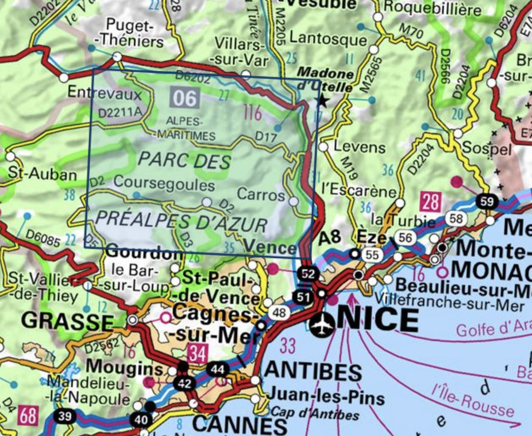 Carte TOP 25 n° 3642 ET - Vallée de l'Estéron & Vallée du Loup | IGN carte pliée IGN 