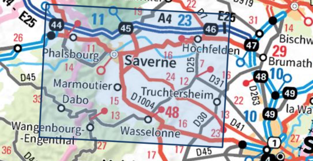 Carte TOP 25 n° 3715 ET - Saverne, Wasselonne, Rocher de Dabo | IGN carte de randonnée IGN
