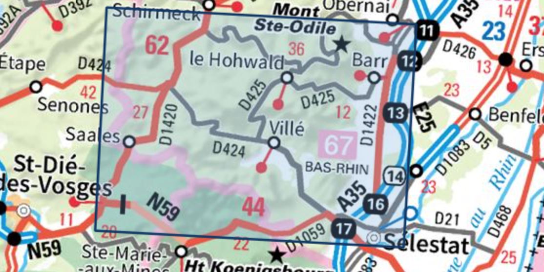Carte TOP 25 n° 3717 ET - Barr, le Hohwald, Villé & Haute vallée de la Bruche | IGN carte de randonnée IGN