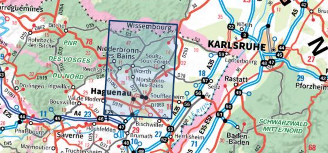 Carte TOP 25 n° 3814 ET - Haguenau, Lembach, PNR des Vosges du Nord | IGN carte de randonnée IGN