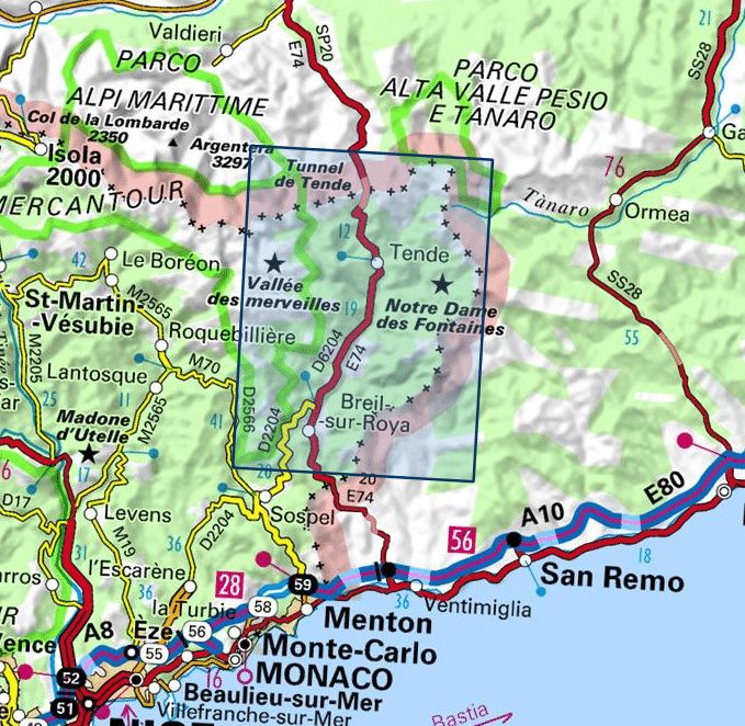 Carte TOP 25 n° 3841 OT - Vallée de la Roya & Vallée des Merveilles (PN du Mercantour) | IGN carte pliée IGN 