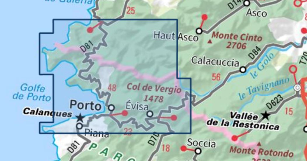 Carte TOP 25 n° 4150 OT - Porto, Calanche de Piana (PNR de Corse) | IGN carte de randonnée IGN