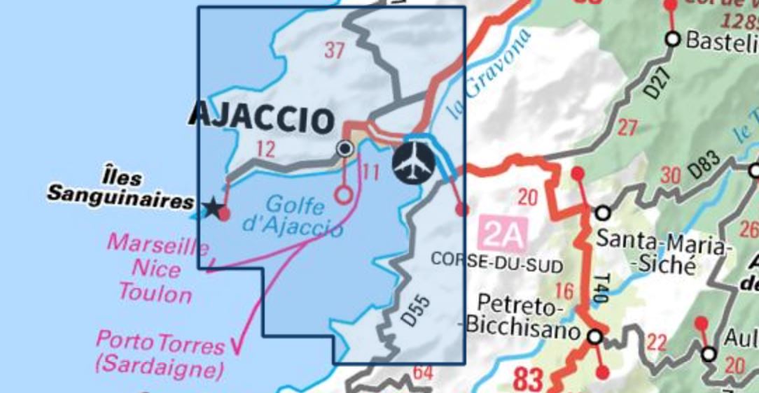 Carte TOP 25 n° 4153 OT - Ajaccio, Iles Sanguinaires | IGN carte de randonnée IGN