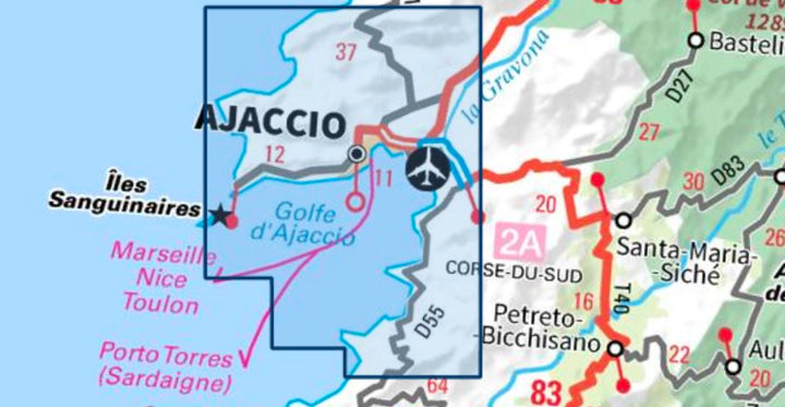 Carte TOP 25 n° 4153 OT - Ajaccio, Iles Sanguinaires | IGN carte pliée IGN 