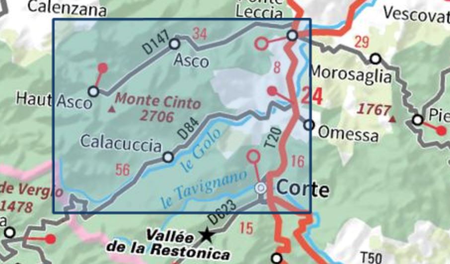 Carte TOP 25 n° 4250 OT - Corte, Monte Cinto, PNR de Corse | IGN carte de randonnée IGN