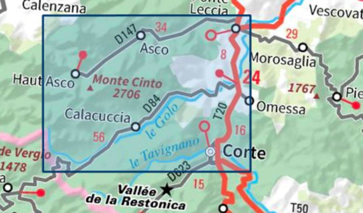 Carte TOP 25 n° 4250 OT - Corte, Monte Cinto, PNR de Corse | IGN carte pliée IGN 