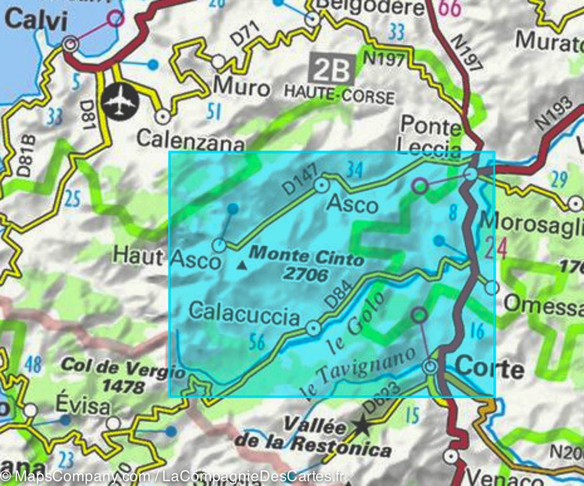 Carte TOP 25 n° 4250 OTR (Résistante) - Corte & Monte Cinto (PNR de Corse) | IGN carte de randonnée IGN