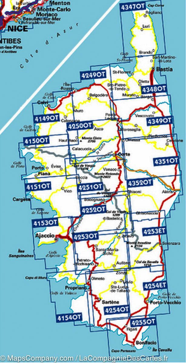 Carte TOP 25 n° 4251 OTR - Monte d'Oro, Monte Rotondo (PNR de Corse) | IGN carte de randonnée IGN