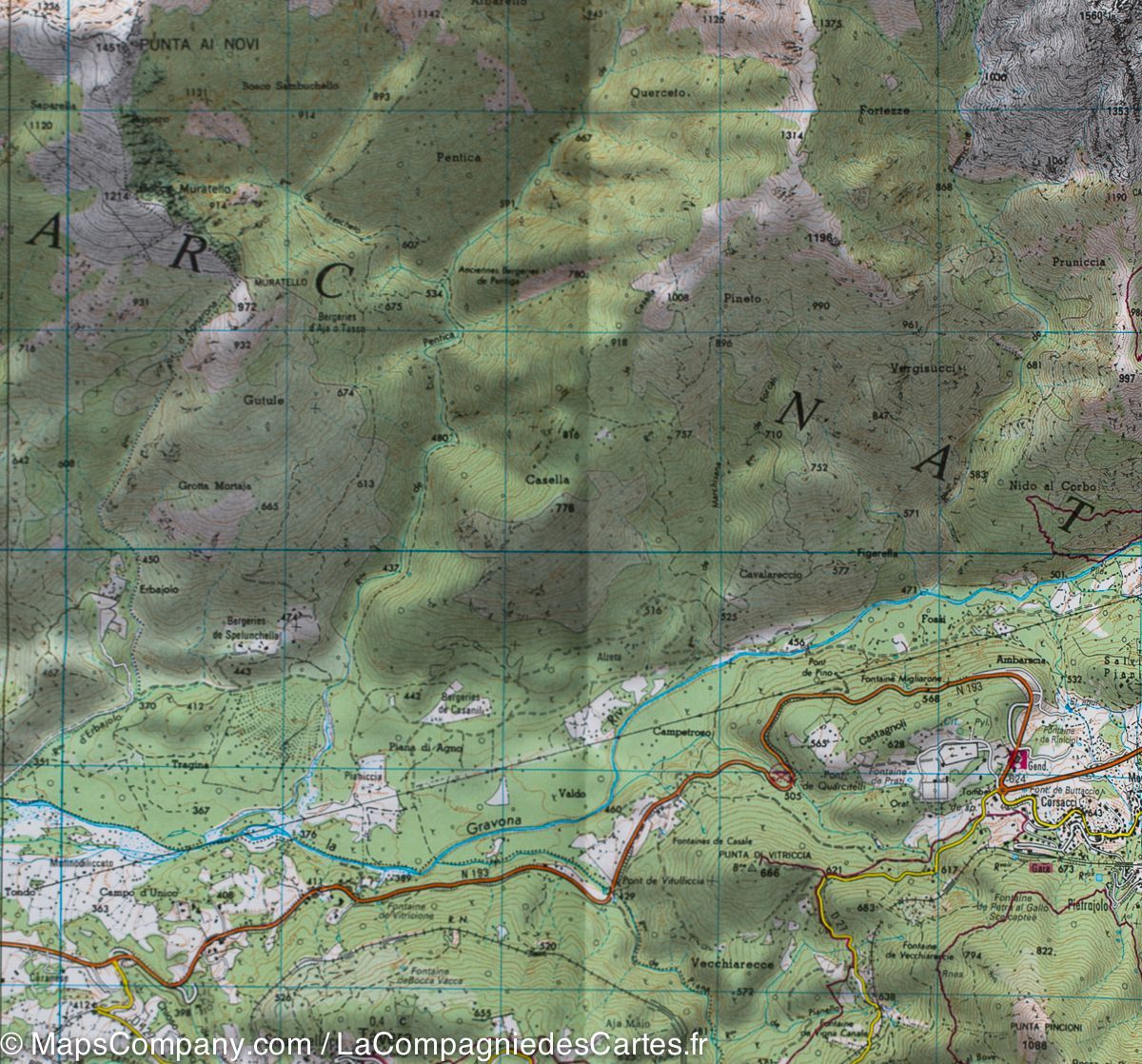 Carte TOP 25 n° 4252 OT - Monte Renoso, Bastelica (PNR de Corse) | IGN carte de randonnée IGN