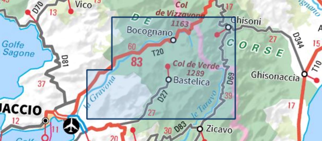 Carte TOP 25 n° 4252 OT - Monte Renoso, Bastelica (PNR de Corse) | IGN carte de randonnée IGN