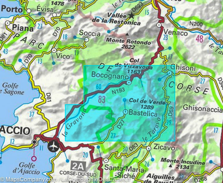 Carte TOP 25 n° 4252 OTR (Résistante) - Monte Renoso, Bastelica (PNR de Corse) | IGN carte pliée IGN 