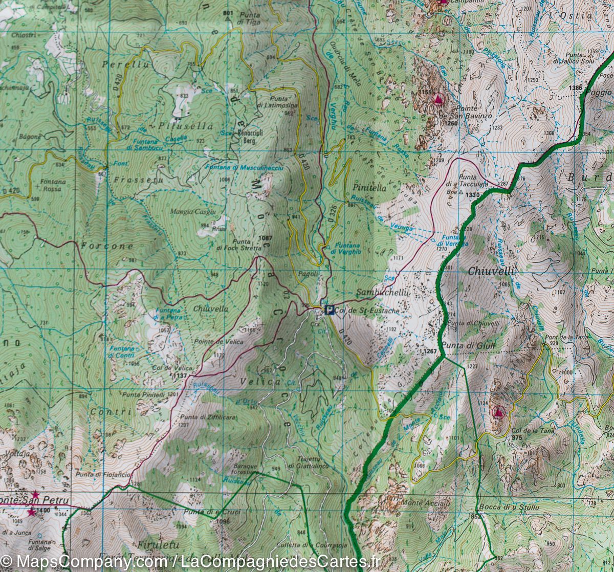Carte TOP 25 n° 4253 OT - Petreto-Bicchisano, Zicavo (PNR de Corse) | IGN carte de randonnée IGN