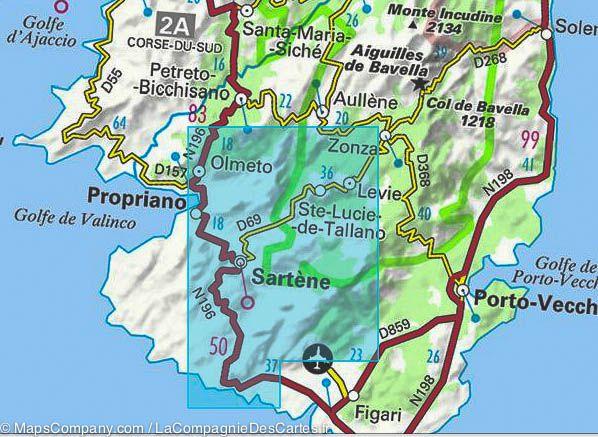 Carte TOP 25 n° 4254 OT - Sartène, Montagne de Cagna (PNR de Corse) | IGN carte de randonnée IGN