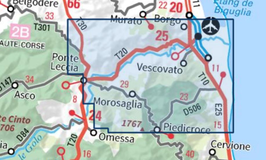 Carte TOP 25 n° 4349 OT - Vescovato, Castagniccia (PNR de Corse) | IGN carte de randonnée IGN