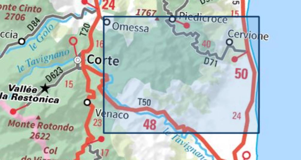 Carte TOP 25 n° 4351 OT - Cervione (PNR de Corse) | IGN carte pliée IGN 