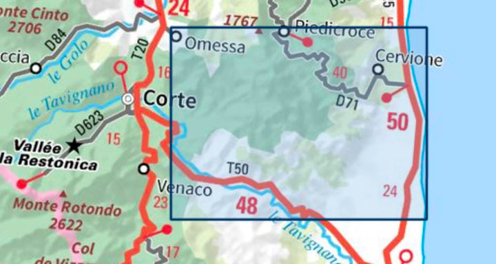 Carte TOP 25 n° 4351 OT - Cervione (PNR de Corse) | IGN carte pliée IGN 