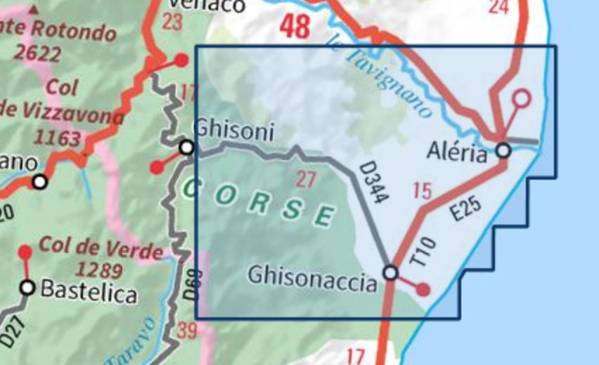 Carte TOP 25 n° 4352 OT - Aléria, Ghisonaccia (PNR de Corse) | IGN carte de randonnée IGN
