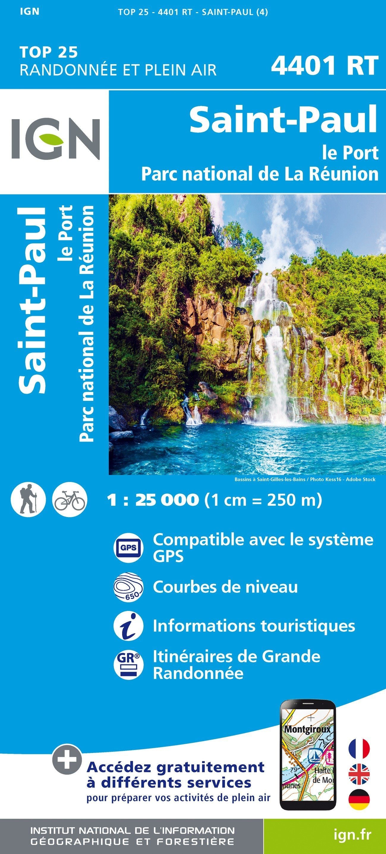 Carte TOP 25 n° 4401 RT - St Paul, Le Port (Ile de la Réunion, Nord-Ouest) | IGN carte de randonnée IGN