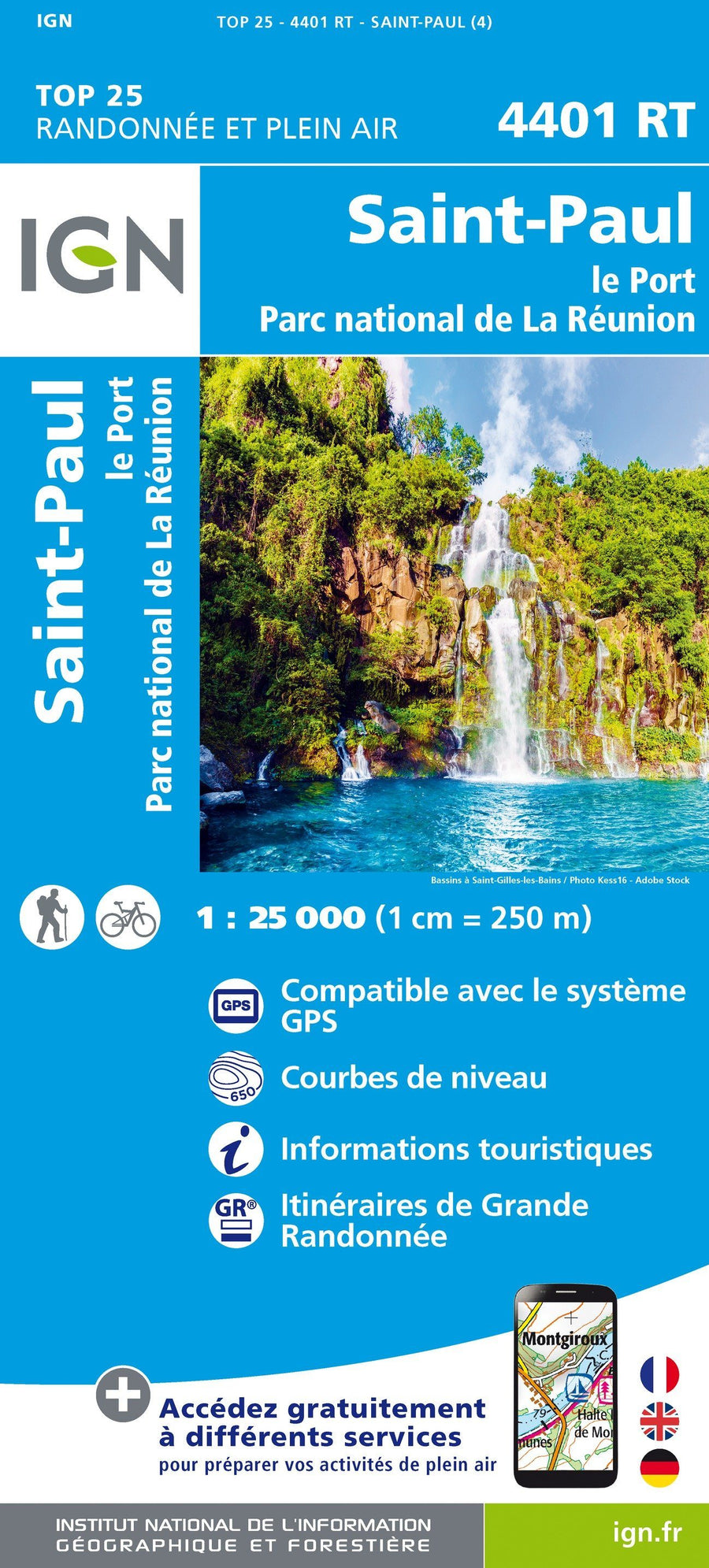Carte TOP 25 n° 4401 RT - St Paul, Le Port (Ile de la Réunion, Nord-Ouest) | IGN carte pliée IGN 
