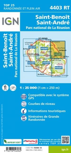 Carte TOP 25 n° 4403 RT - St Benoit, St André (Ile de La Réunion, Nord-Est) | IGN carte de randonnée IGN