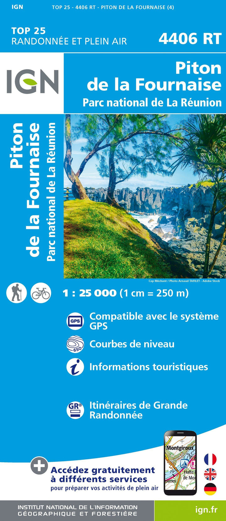 Carte TOP 25 n° 4406 RT - Piton de la Fournaise (Ile de la Réunion) | IGN carte pliée IGN 