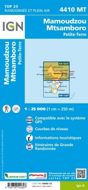 Carte TOP 25 n° 4410 MT - Mayotte Nord (archipel des Comores), Mamoudzo, Mtsambroro | IGN carte pliée IGN 