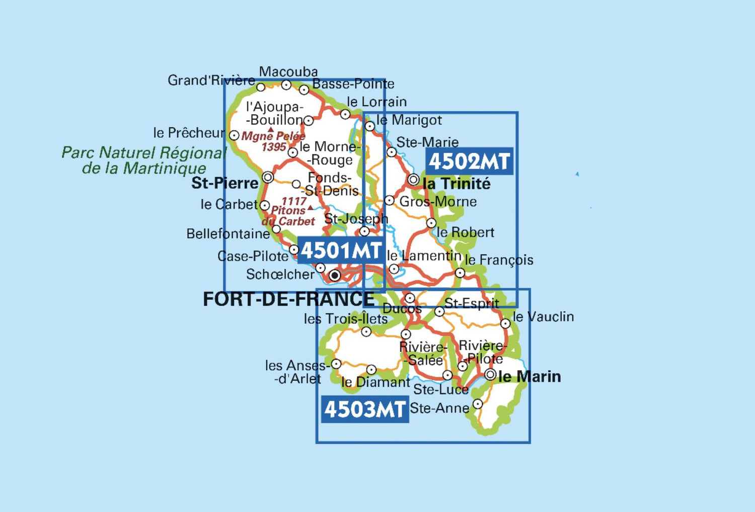 Carte TOP 25 n° 4502 MT - Martinique Centre (Le Lamentin, Presqu'île de la Caravelle) | IGN carte de randonnée IGN
