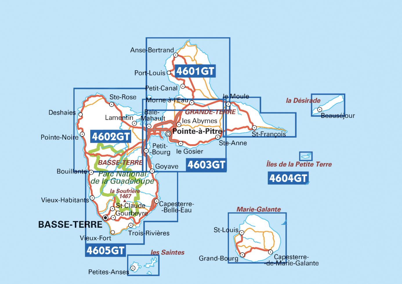 Carte TOP 25 n° 4601 GT - Nord Grande-Terre, Pointe de la Grande Vigie (Guadeloupe) | IGN carte de randonnée IGN