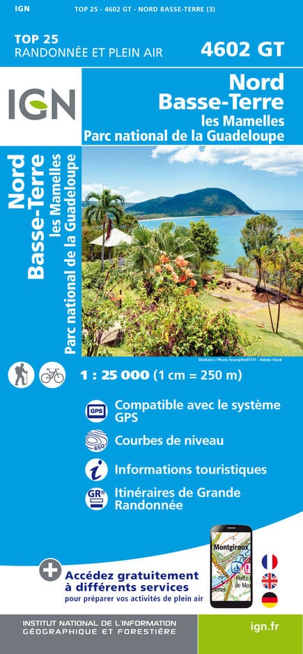 Carte TOP 25 n° 4602 GT - Nord de Basse-Terre (Guadeloupe) | IGN carte pliée IGN 