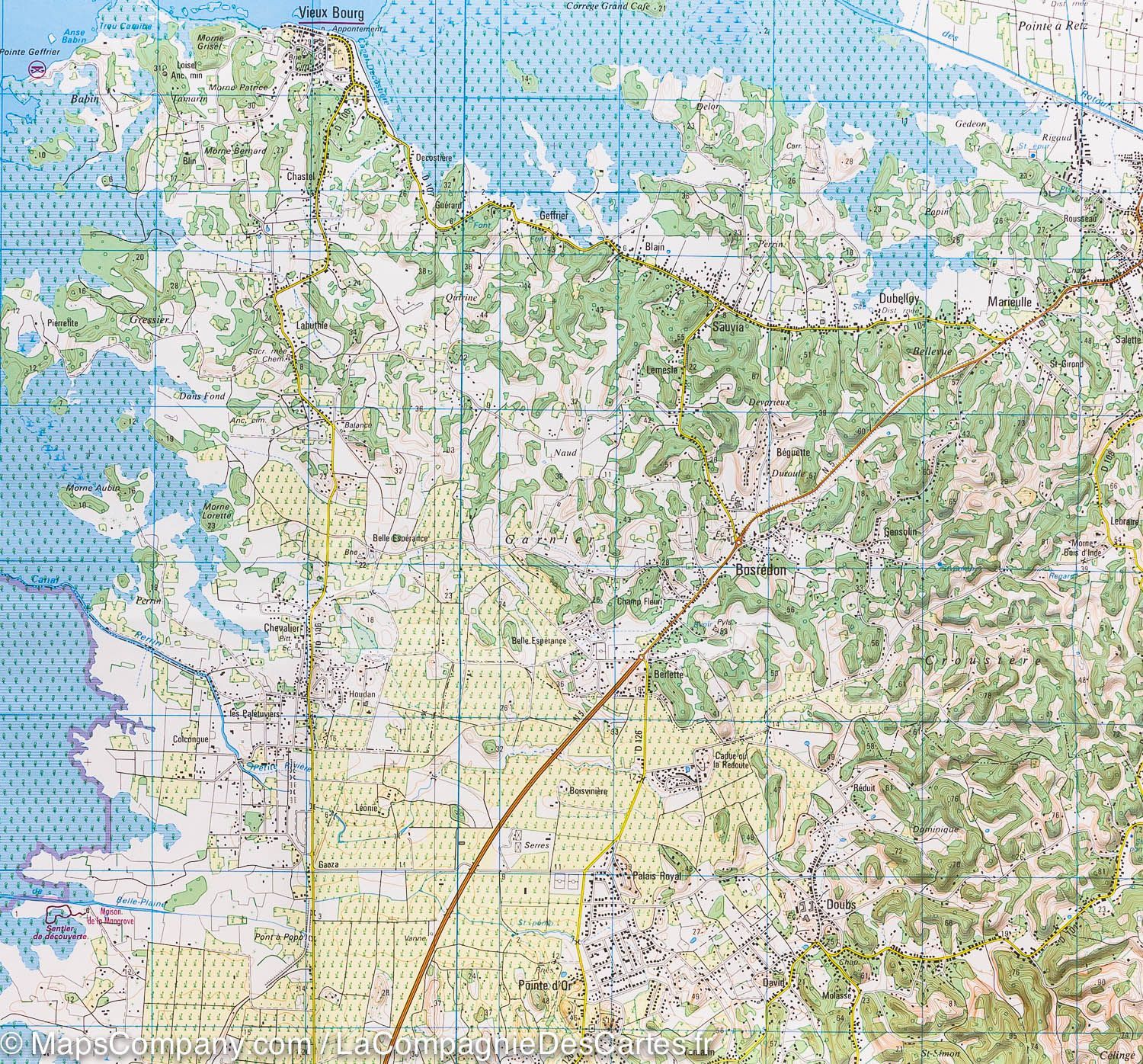 Carte TOP 25 n° 4603 GT - Pointe à Pitre, Sainte Anne (Guadeloupe) | IGN carte de randonnée IGN