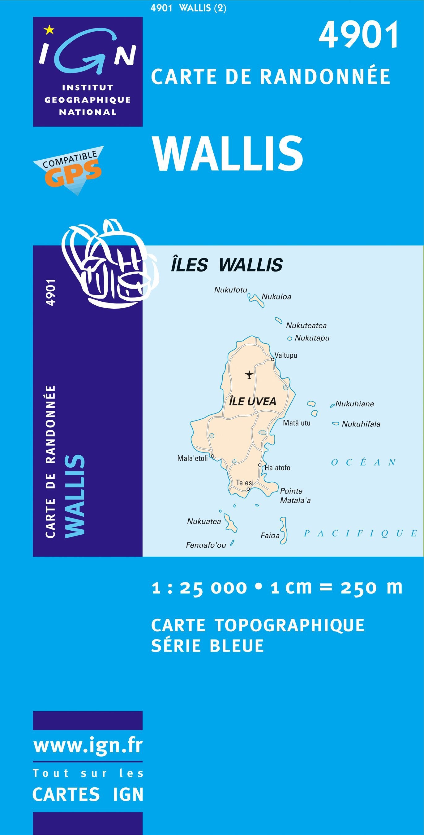 Carte TOP 25 n° M4901 - Wallis (Ile) | IGN - Série Bleue carte de randonnée IGN Default Title