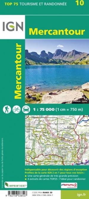 Carte TOP 75 n° 10 - Mercantour | IGN carte pliée IGN 