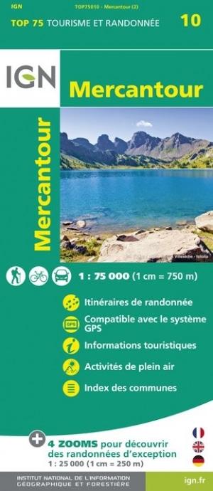 Carte TOP 75 n° 10 - Mercantour | IGN carte pliée IGN 