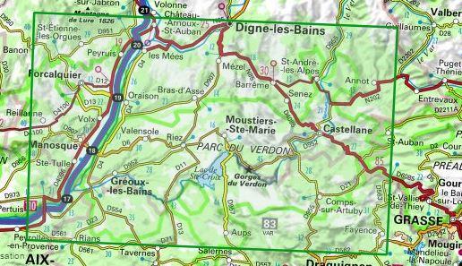 Carte TOP 75 n° 13 - Gorges du Verdon, lac de Sainte-Croix & Plateau de Valensole | IGN carte pliée IGN 