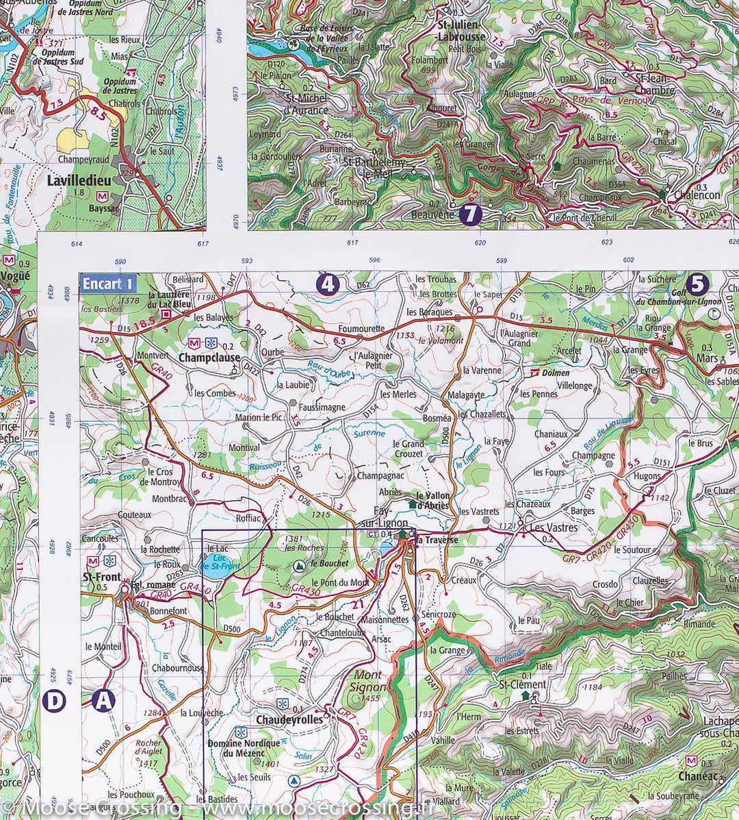 Carte TOP 75 n° 14 - Gorges & Monts d'Ardèche | IGN carte pliée IGN 