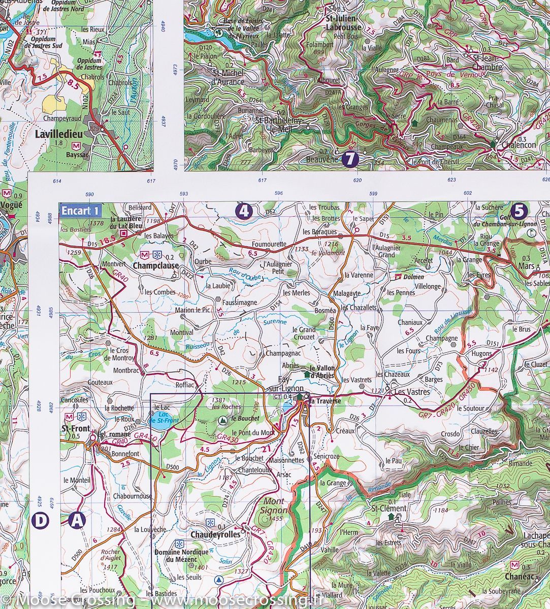 Carte TOP 75 n° 14 - Gorges & Monts d'Ardèche | IGN carte de randonnée IGN