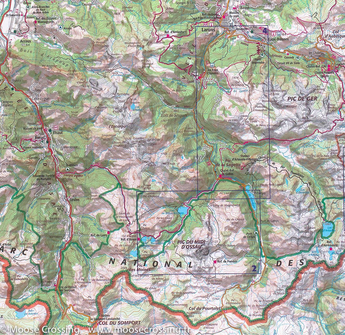 Carte TOP 75 n° 18 - Vignemale, Pic de Ger & Vallée d'Ossau (Pyrénées) | IGN carte de randonnée IGN