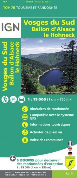 Carte TOP 75 n° 28 - Vosges du Sud, Ballon d'Alsace, Le Hohneck | IGN carte de randonnée IGN