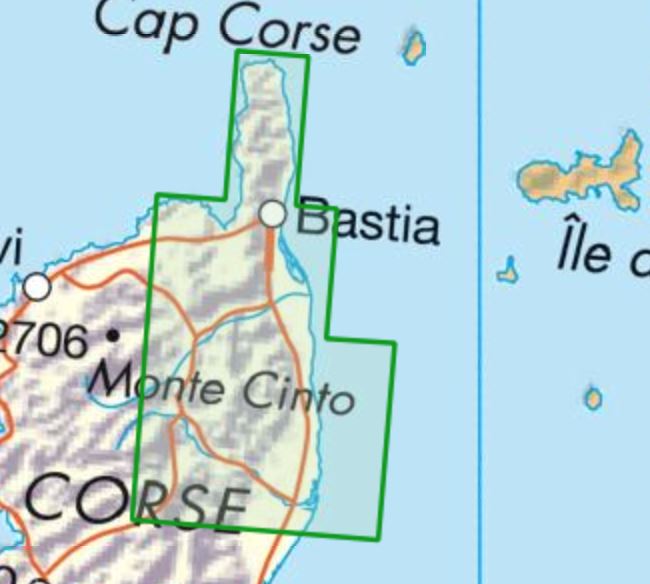 Carte TOP 75 n° 30 - Bastia, Corte, Cap Corse (Corse) | IGN carte de randonnée IGN