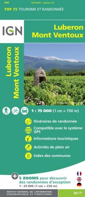 Carte TOP 75 n° 34 - Luberon & Mont Ventoux | IGN carte de randonnée IGN