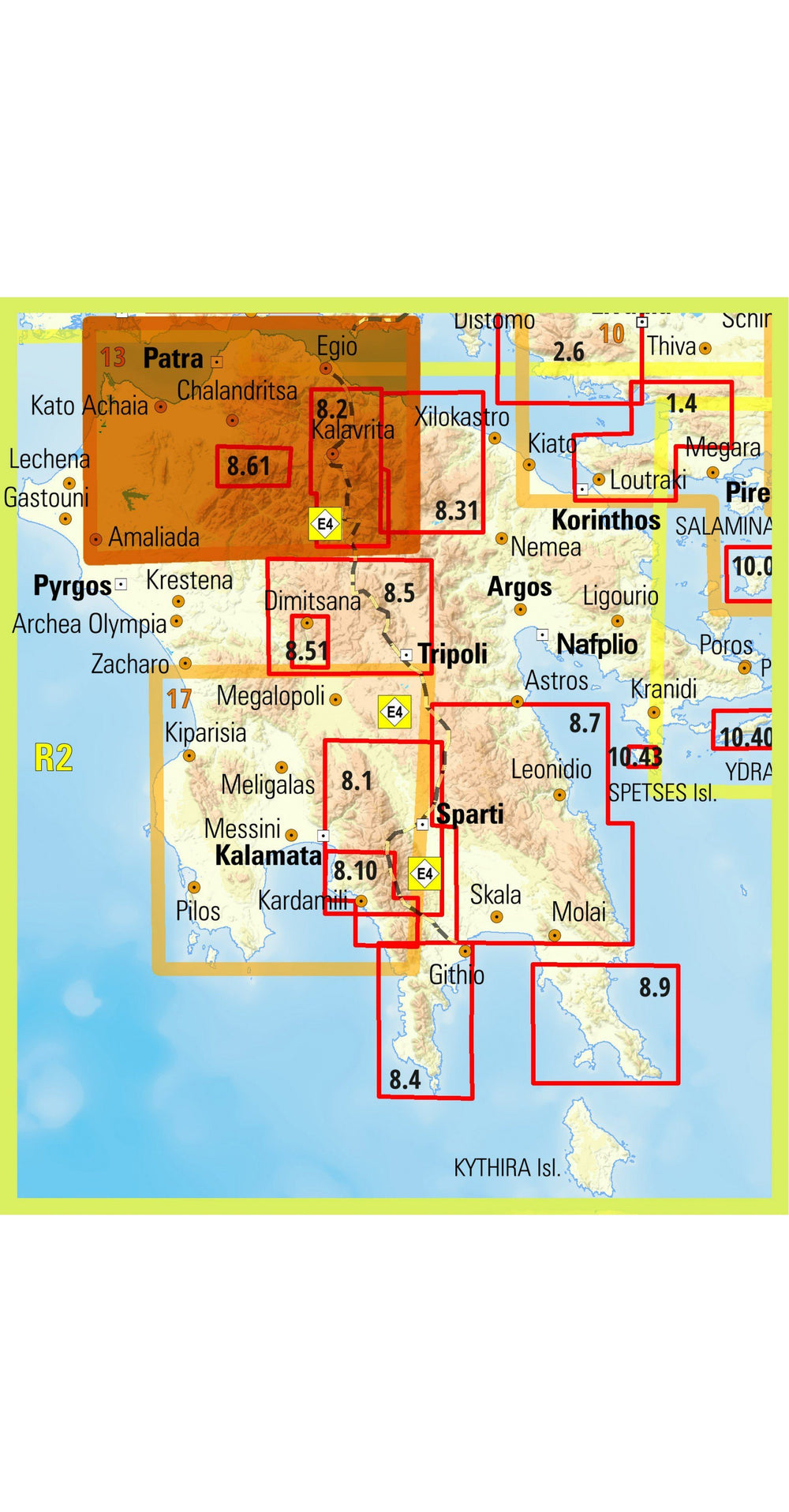 Carte topographique - Achaia (Grèce) | Anavasi carte pliée Anavasi 