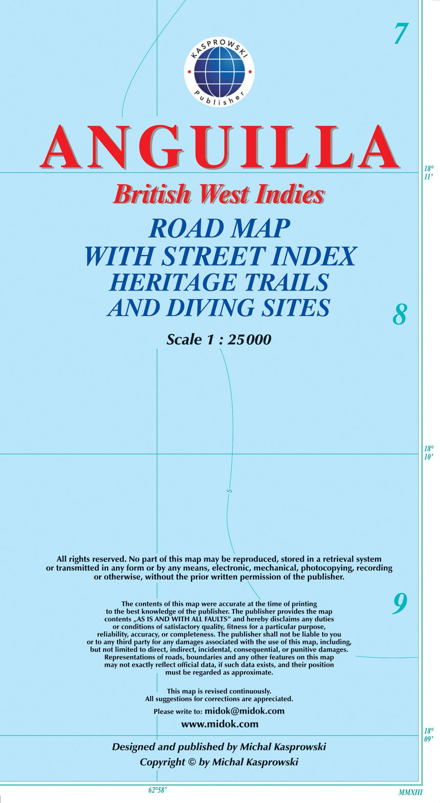 Carte topographique - Anguilla (British West Indies) | Kasprowski carte pliée Kasprowski 