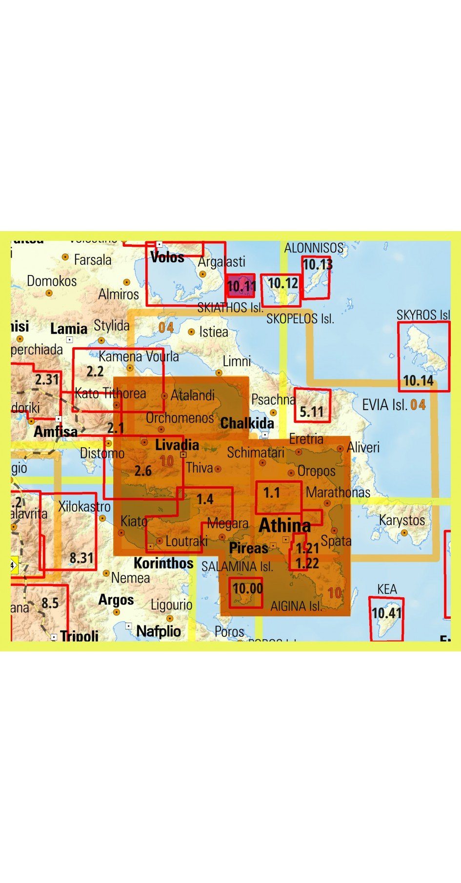 Carte topographique - Attique & Viotia | Anavasi carte routière Anavasi