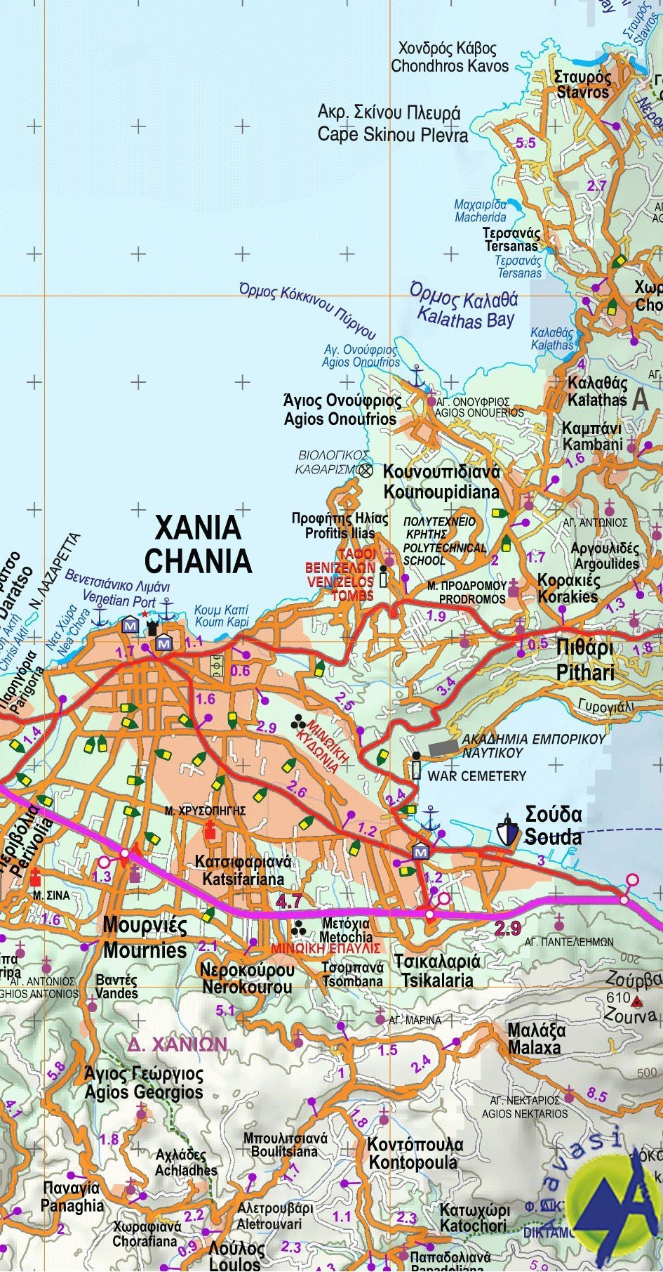 Carte topographique - Chania (Crète) | Anavasi carte routière Anavasi