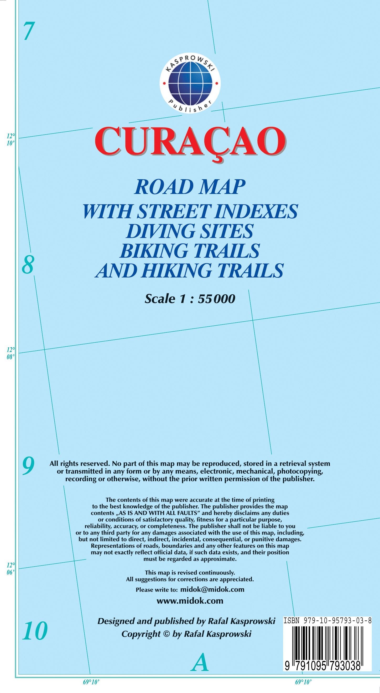 Carte topographique - Curaçao | Kasprowski carte de randonnée Kasprowski