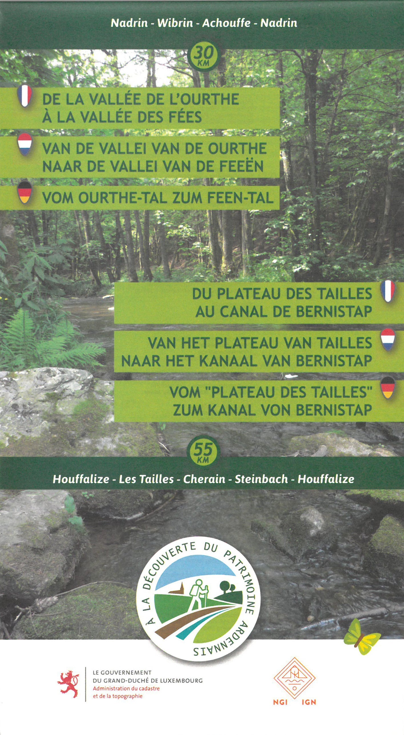 Carte topographique - De la Vallée de l'Ourthe à la vallée des Fées & Plateau Tailles (Belgique) | NGI carte de randonnée IGN Belgique