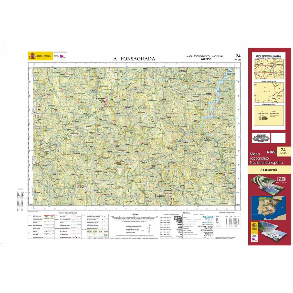 Carte topographique de l'Espagne n° 0074 - A Fonsagrada | CNIG - 1/50 000 carte de randonnée CNIG Default Title