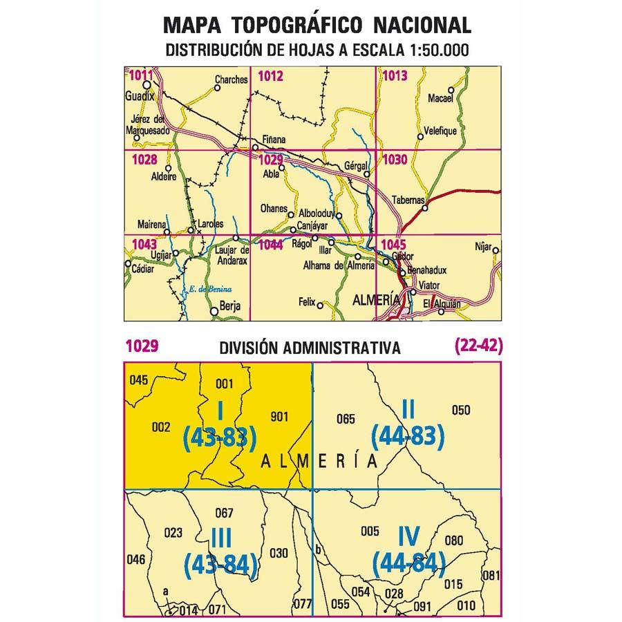 Carte topographique de l'Espagne - Abla, n° 1029.1 | CNIG - 1/25 000 carte pliée CNIG 