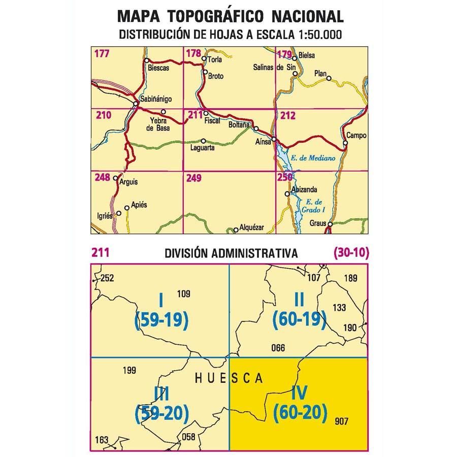 Carte topographique de l'Espagne n° 0211.4 - Aínsa | CNIG - 1/25 000 carte de randonnée CNIG
